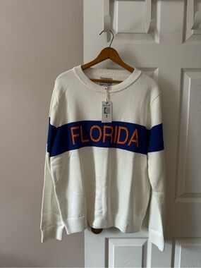NWT Hillflint University Of Florida Gators Knit Crewneck Sweater White